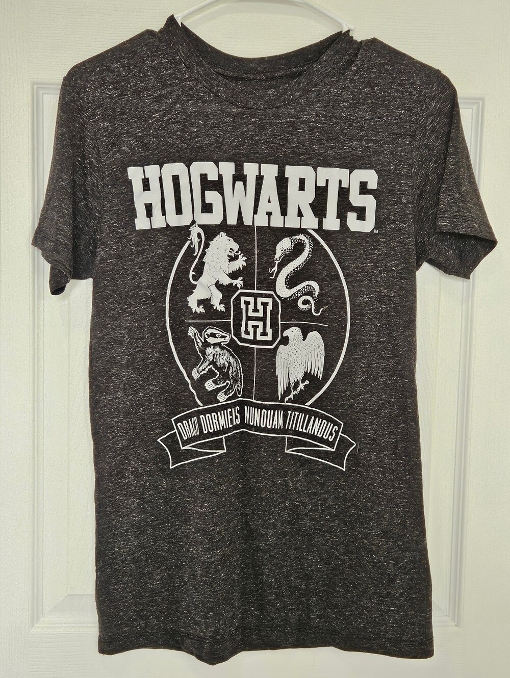 Hogwarts Crest Graphic Tee - Dark Heather Gray